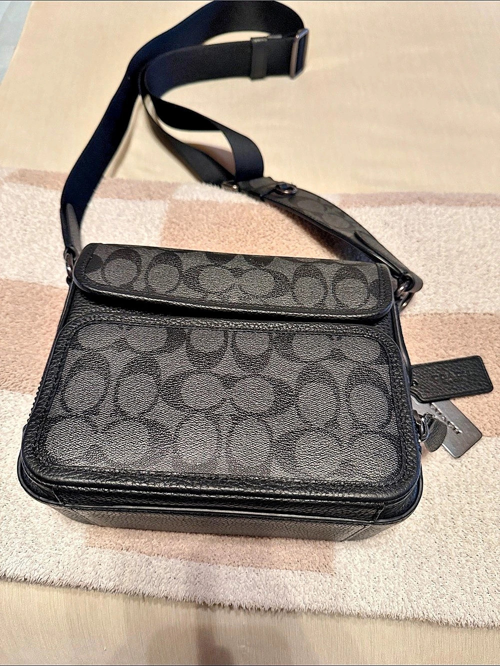 Coach Charter Flap Crossbody In Signature Canvas Black Crossbody Bag